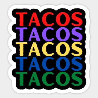 "TACOS" Taco Lover Multicolor Letters Sticker